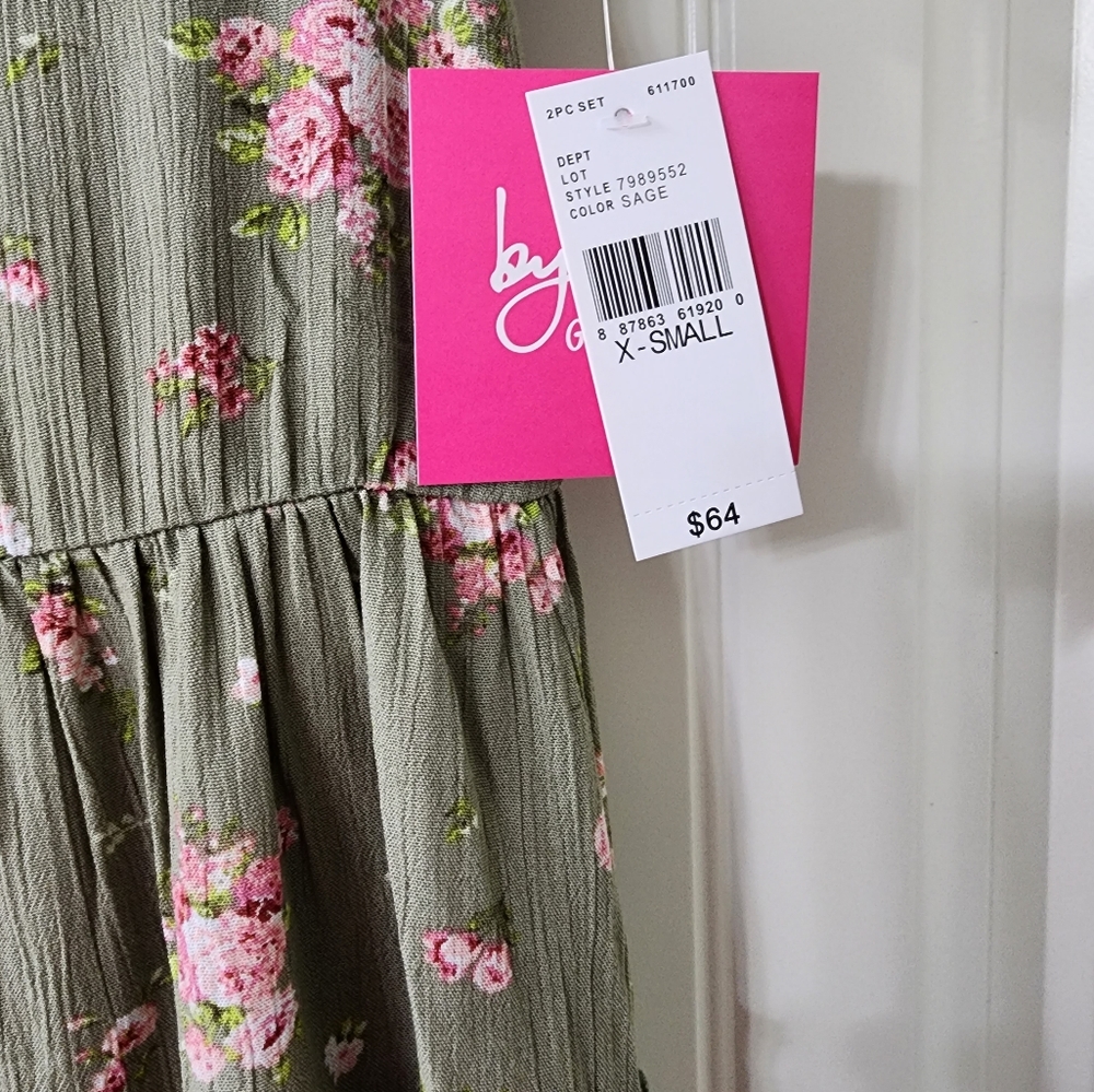 Byer California Girls Short Sleeve A-Line floral Dress - Picture 3 of 5